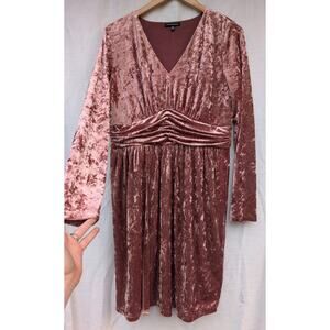 Violets & Roses Womens Grace Pink Crushed Velvet Long Sleeve Mini Dress Sz 12/31